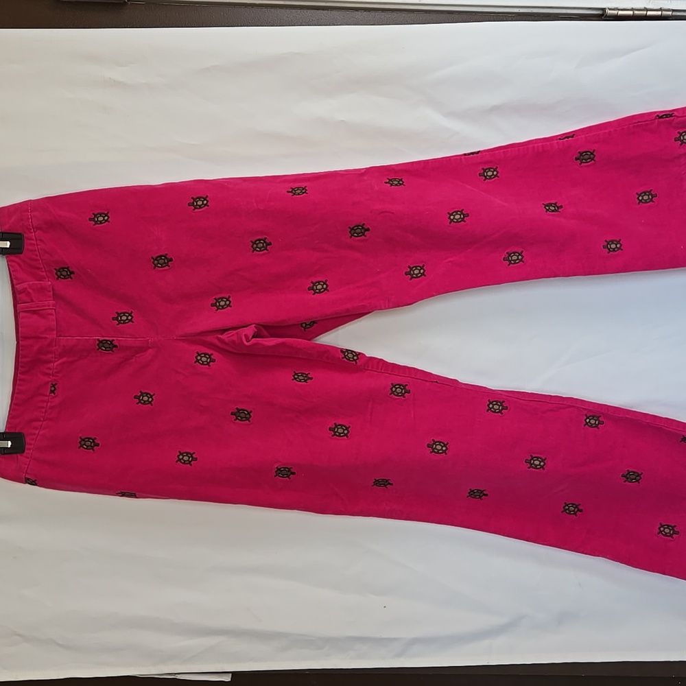 Lilly Pulitzer Bright Pink Corduroy Pants with Turtle Detail In Size 8